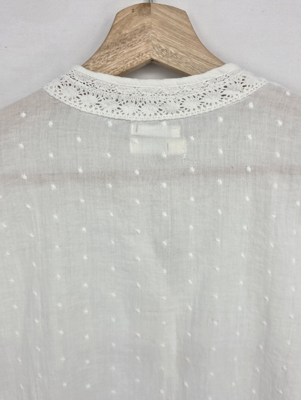 Vintage Old Navy Cottagecore Swiss Dot Lace Pintuck Prairie Blouse Size Medium - Picture 9 of 15